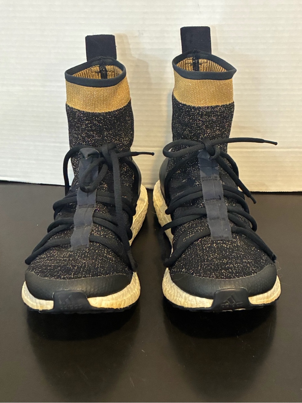 Adidas By Stella McCartney Ultra Boost x High Top Black Gold Sneaker Booties 8